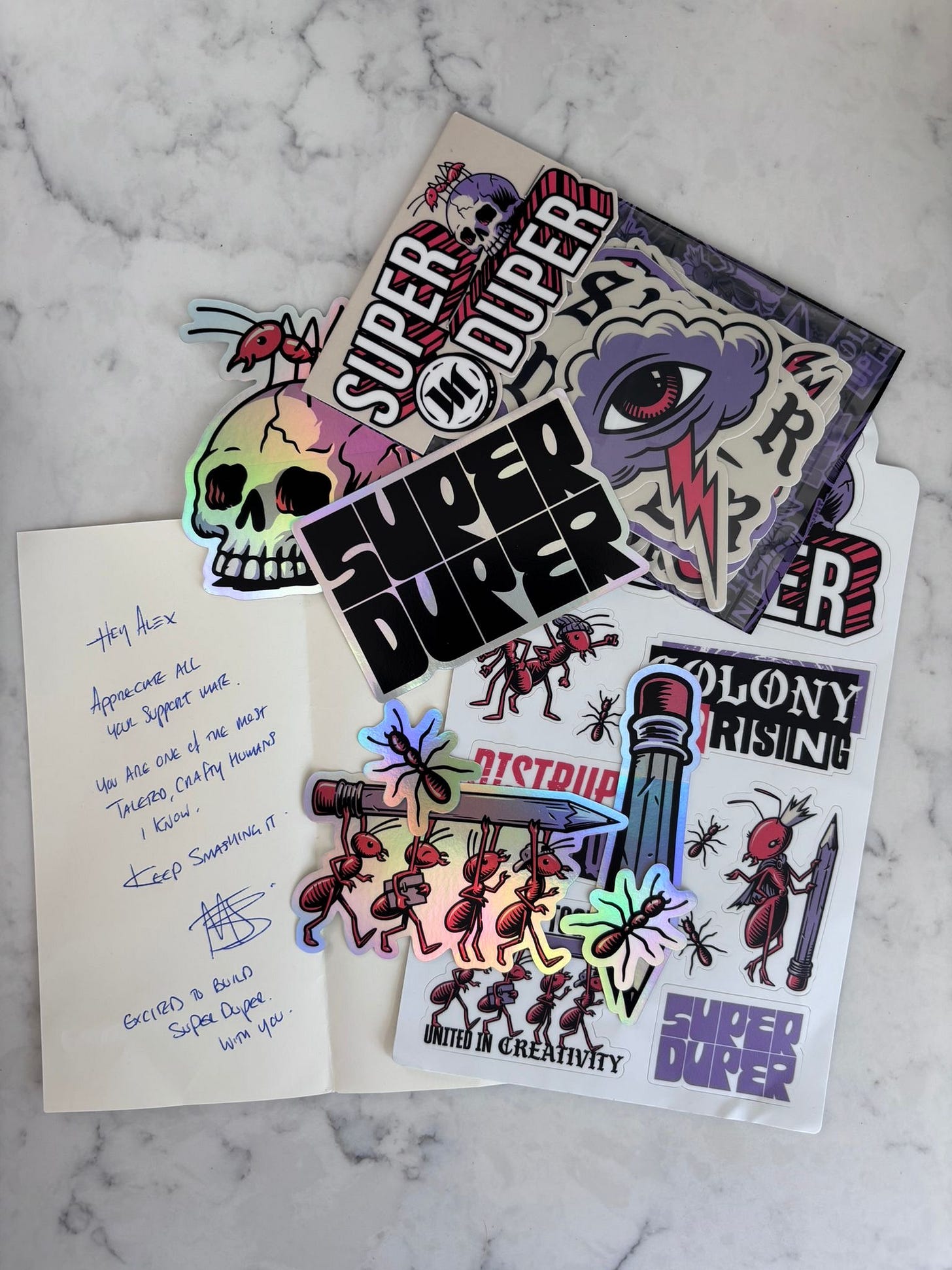 Super Duper and note to Alex