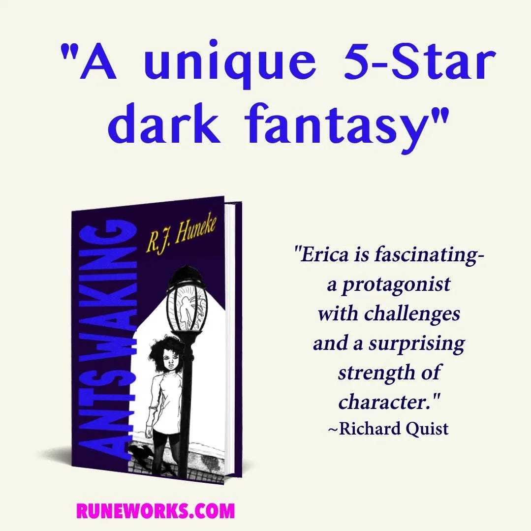 ants waking, r.j. huneke, trans, autistic, autism, sff, noir, fantasy, fairy tale, urban fantasy, cambridge, portugal, bookplate, Ants Waking preorder