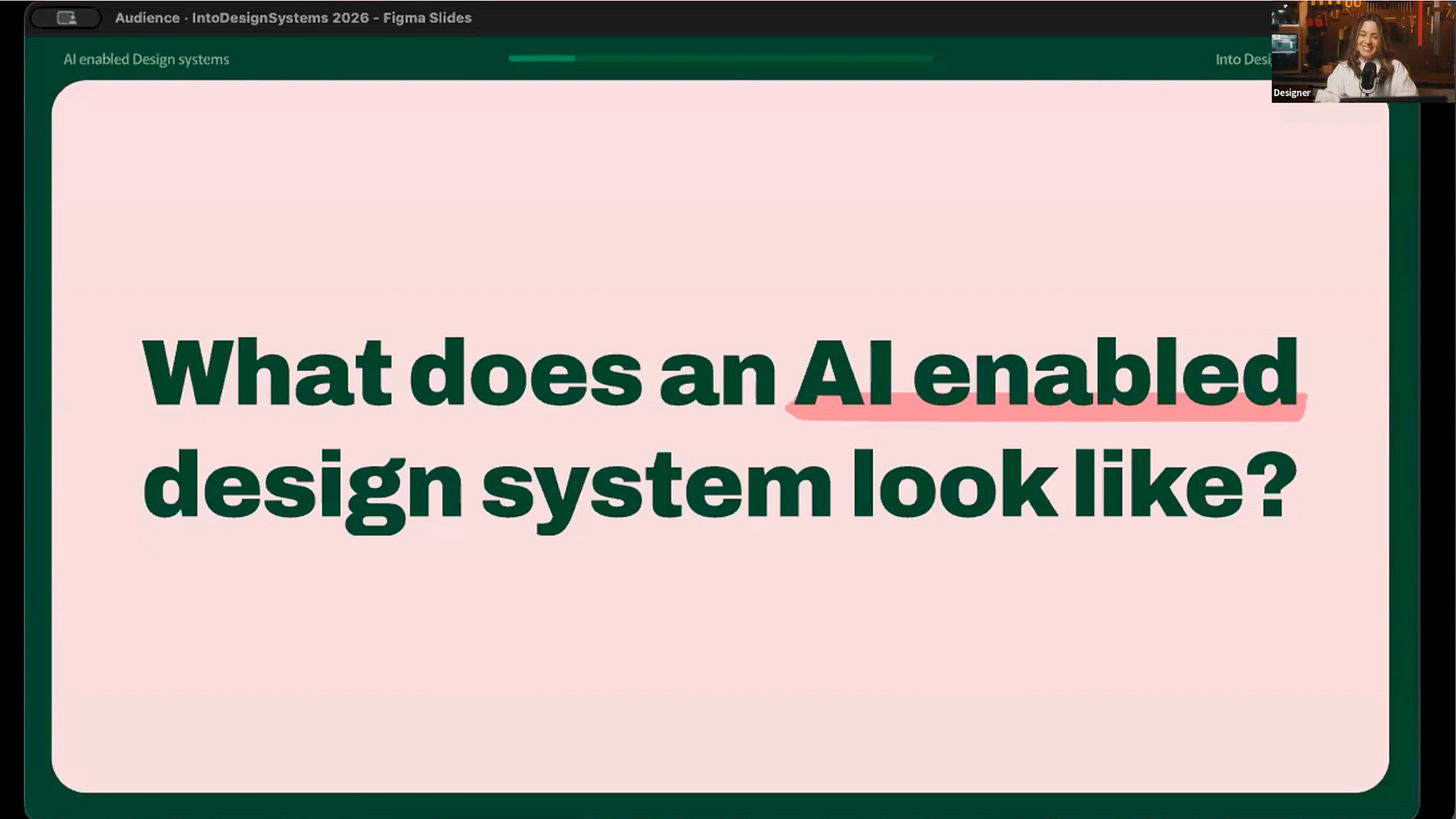Andressa Lombardo live at Into Design Systems AI Conference