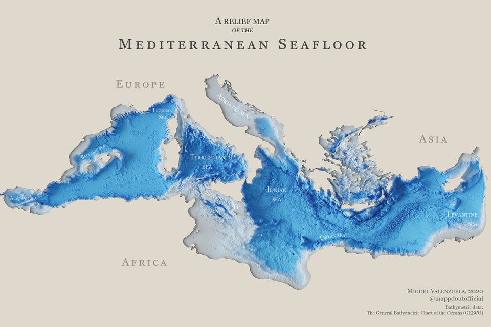 r/MapPorn - Shaded Relief of the Mediterranean Seafloor