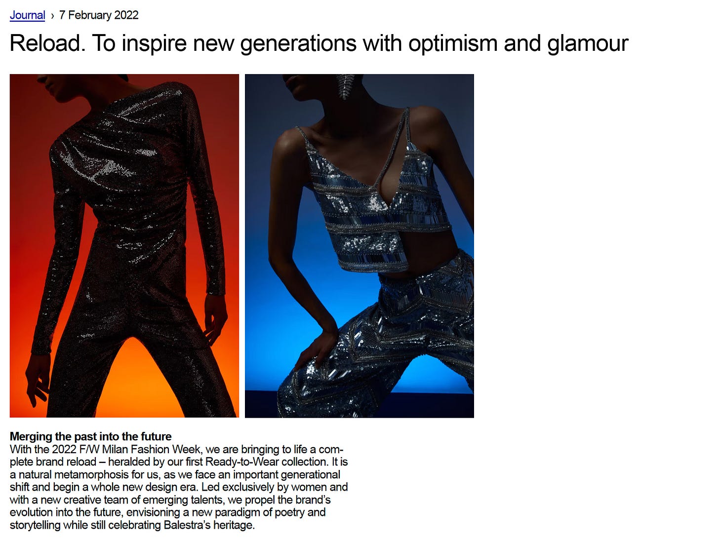 screenshot of blog post from the Balestra website