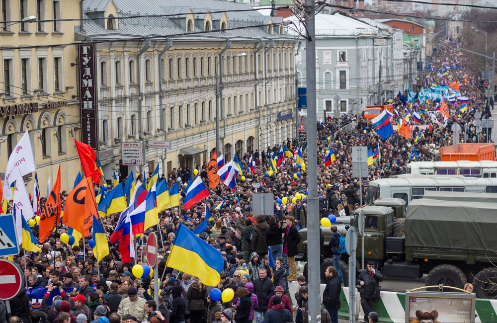L'opposizione russa: Marzo 2014 - proteste in diverse città contro l'invasione militare in Ucraina 