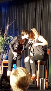 Kim admires Briana's I Love Kim shirt