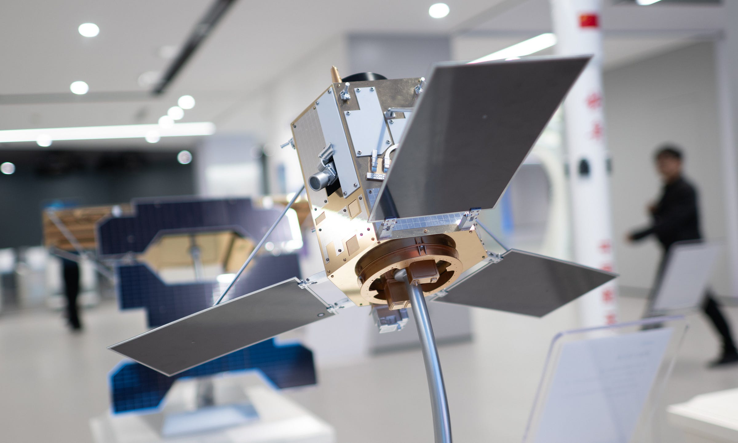 A model of the Luojia-3-01 intelligent remote sensing satellite on display in Wuhan in November 2024. A model of the Luojia-3-01 intelligent remote sensing satellite on display in Wuhan in November 2024.