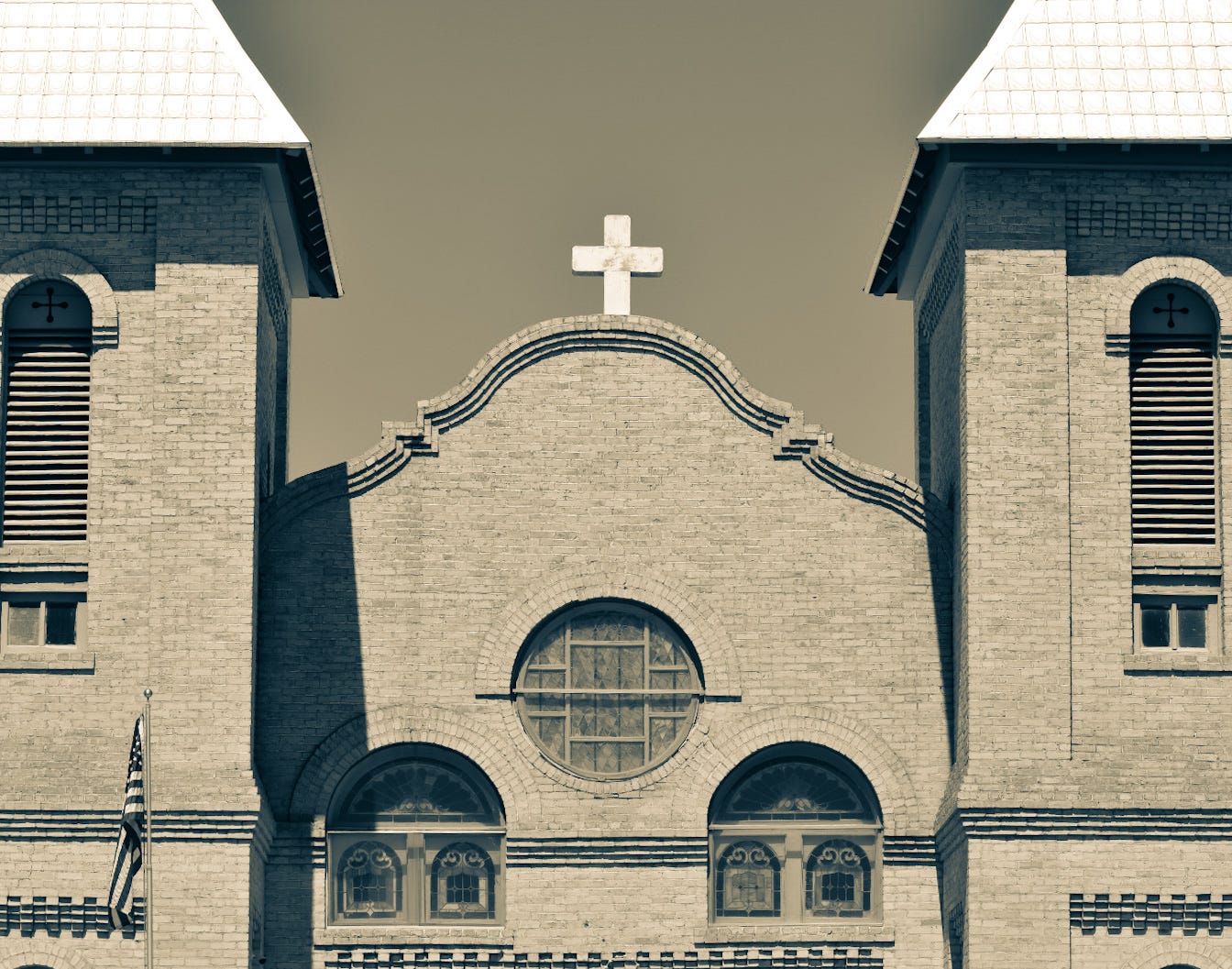 front of church with cross on top front of church with cross on top