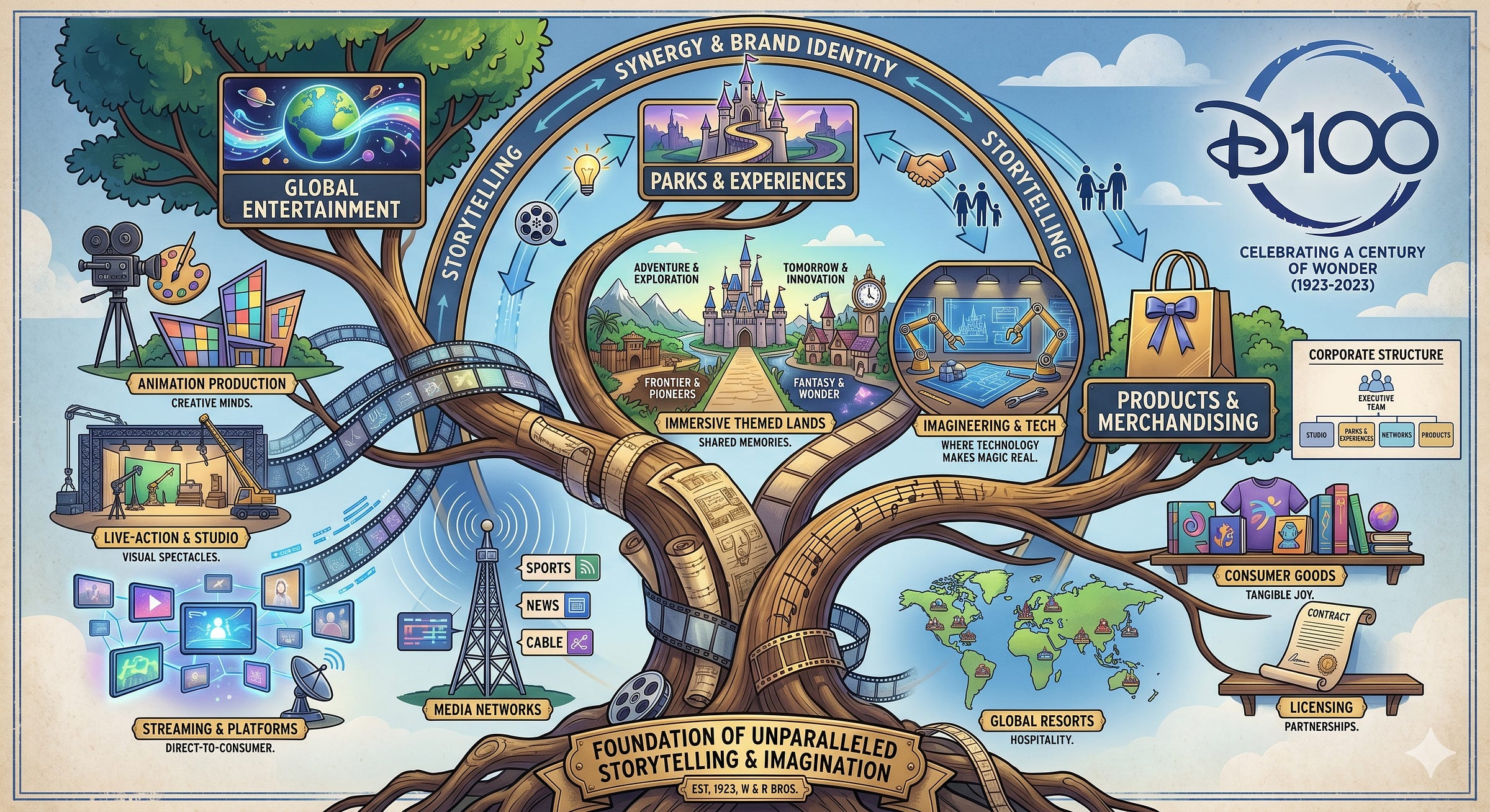 Gemini: “Please create an image that visualizes the concept of the Walt Disney Company, without impinging on any of their intellectual property rights.”
