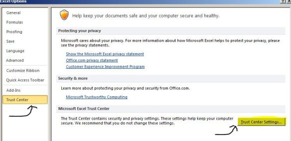 excel 2010 trust center settings excel 2010 trust center settings