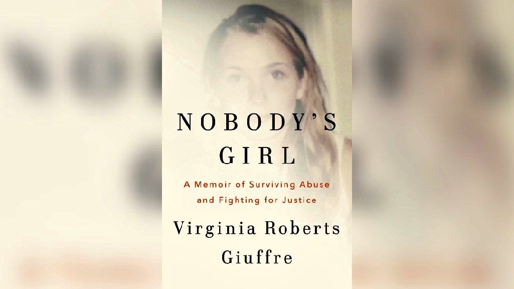 Cover of "Nobody's Girl" by Virginia Roberts Giuffre, highlighting themes of survival, abuse, and the pursuit of justice.
