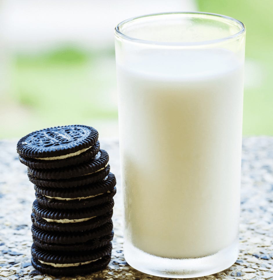 Oreo cookie and milk Oreo cookie and milk