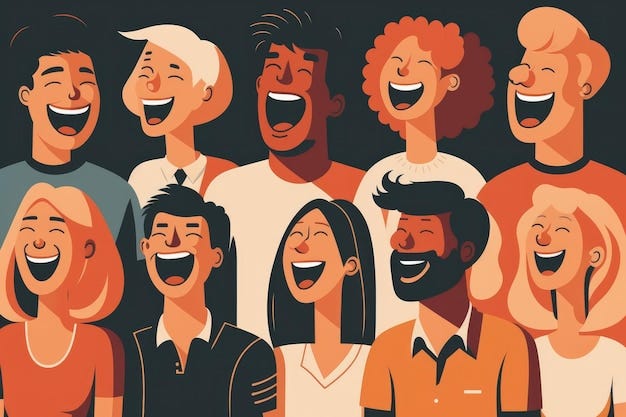 A group of diverse people smiling and laughing together comedy and joke  generative ai | Premium AI-generated image