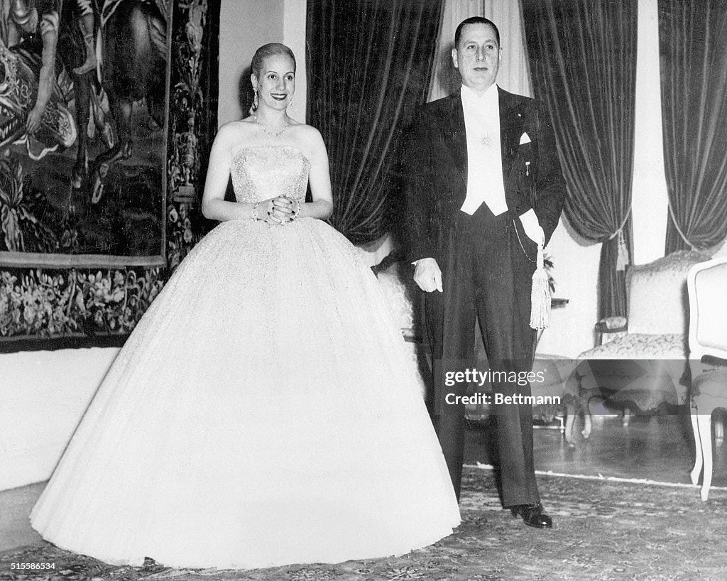 Picture shows Juan Peron , Argentine President and his wife, Evita.... News  Photo - Getty Images
