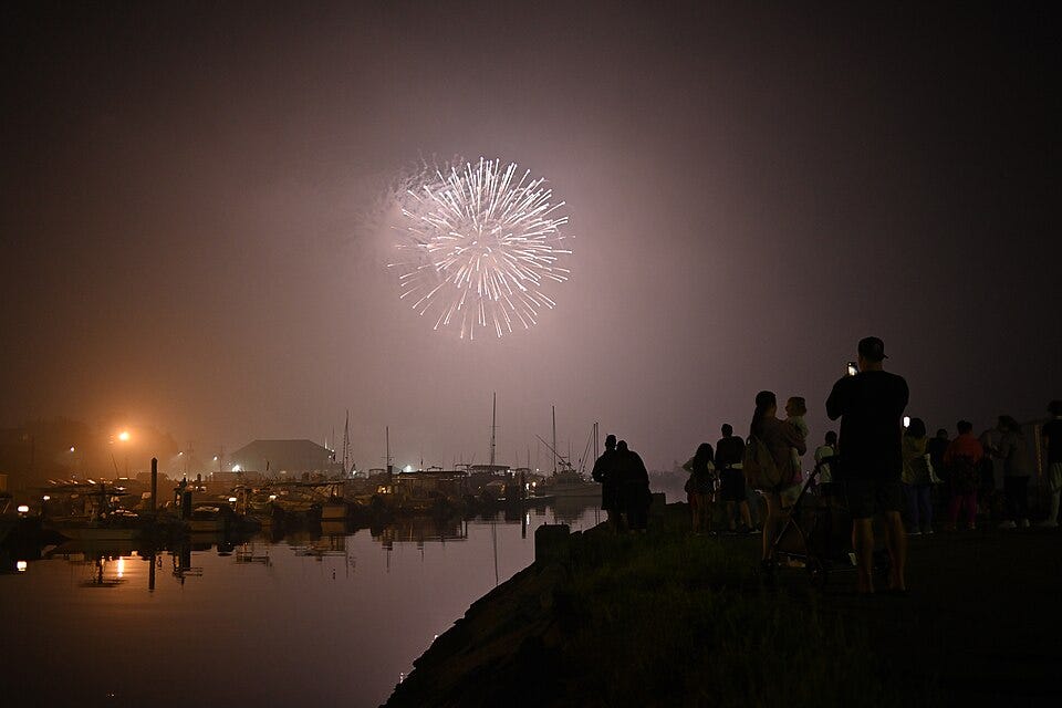  The July 4th, 2023 fireworks at Winthrop, MA, with substantial fog
