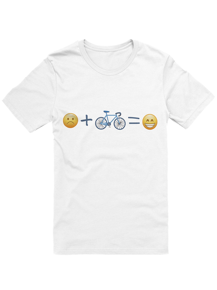 Sometimes the best formula is also the simplest. This tee features a clean graphic equation: a sad emoji plus a bike equals a happy emoji. No overthinking, no deep philosophy, just a straightforward reminder of what cyclists already know. Life feels better after a ride.