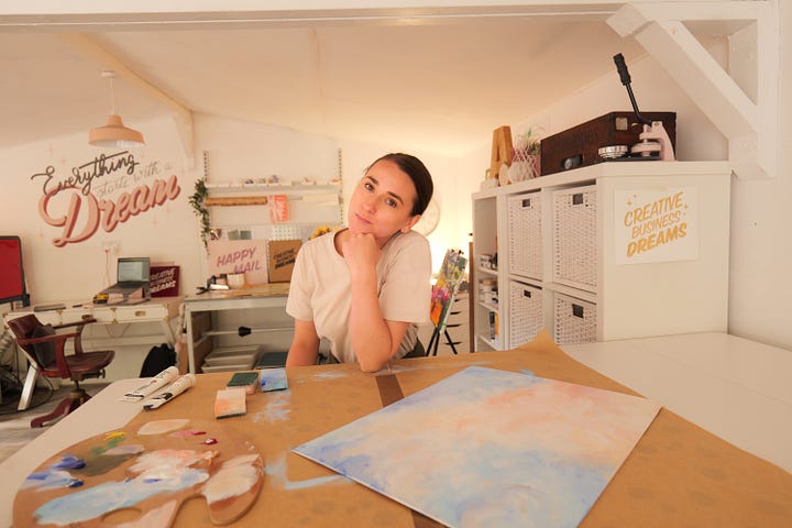 working with wood in my Han'made art studio