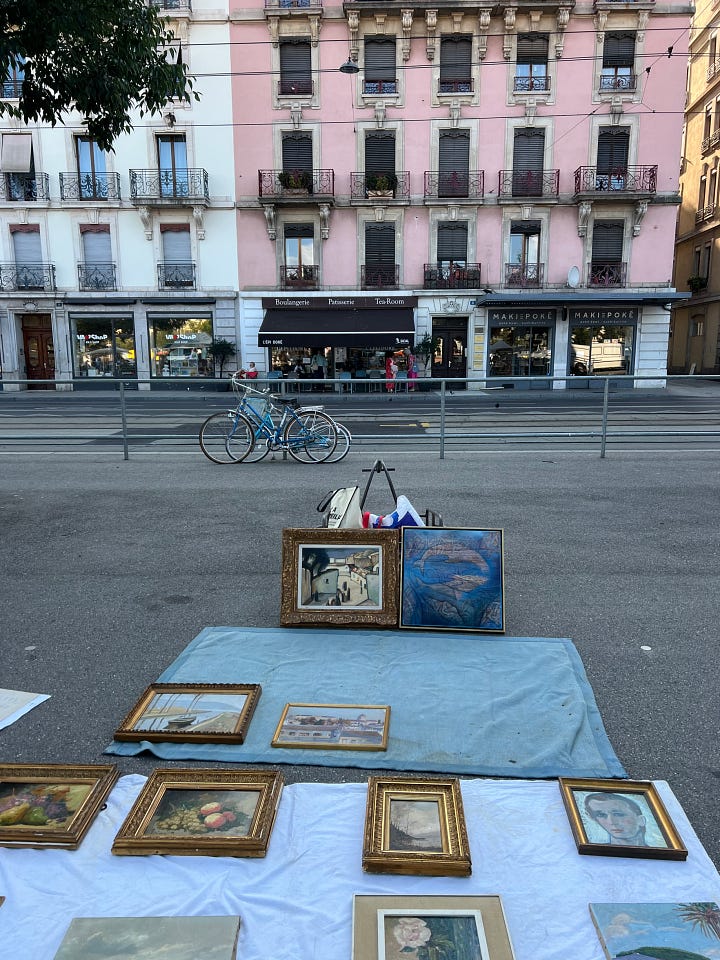 weekend market, where I bought books in French and then got a sweet pastry & coffee at a nearby cafe (pics 1-4)