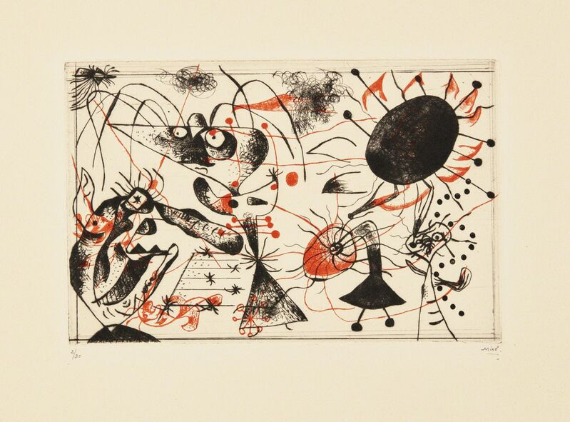 Joan Miró, ‘Série noire et rouge (Black and Red Series)’, 1938, Print, Etching in black and red, on Arches paper, with full margins, Phillips Joan Miró, ‘Série noire et rouge (Black and Red Series)’, 1938, Print, Etching in black and red, on Arches paper, with full margins, Phillips