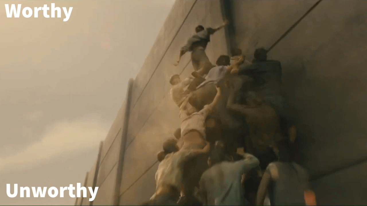 Unworthy Zombies climbing all over each other