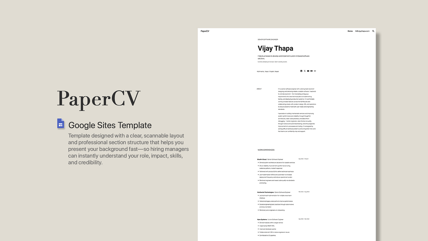 Paper CV - Google Sites Template by Vijay Thapa Paper CV - Google Sites Template by Vijay Thapa