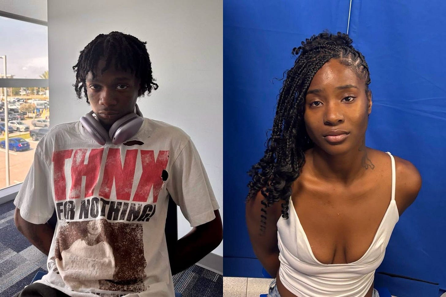 Cruise ship cabin mates Martell Murray and Kenderia Burney were arrested at the Port Canaveral, Florida cruise port on July 17, 2026.Murray, according to the Brevard County Sheriff's Office, was wanted for “a violation of his release conditions for his murder charges.” (Brevard County Sheriff’s Office photos)