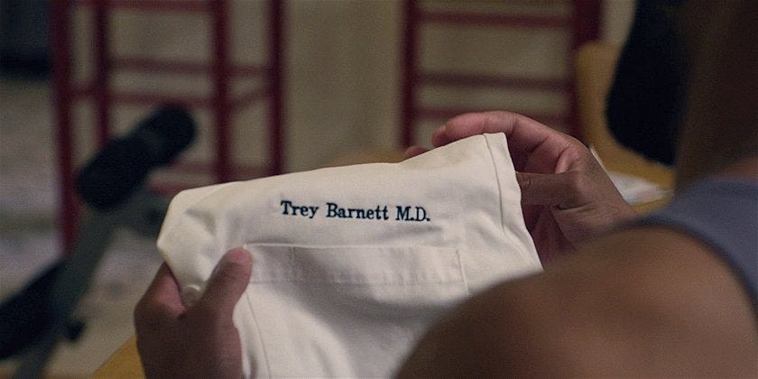 Walker Micki gives Trey a monogramed MD shirt 1.16. Walker Micki gives Trey a monogramed MD shirt 1.16.