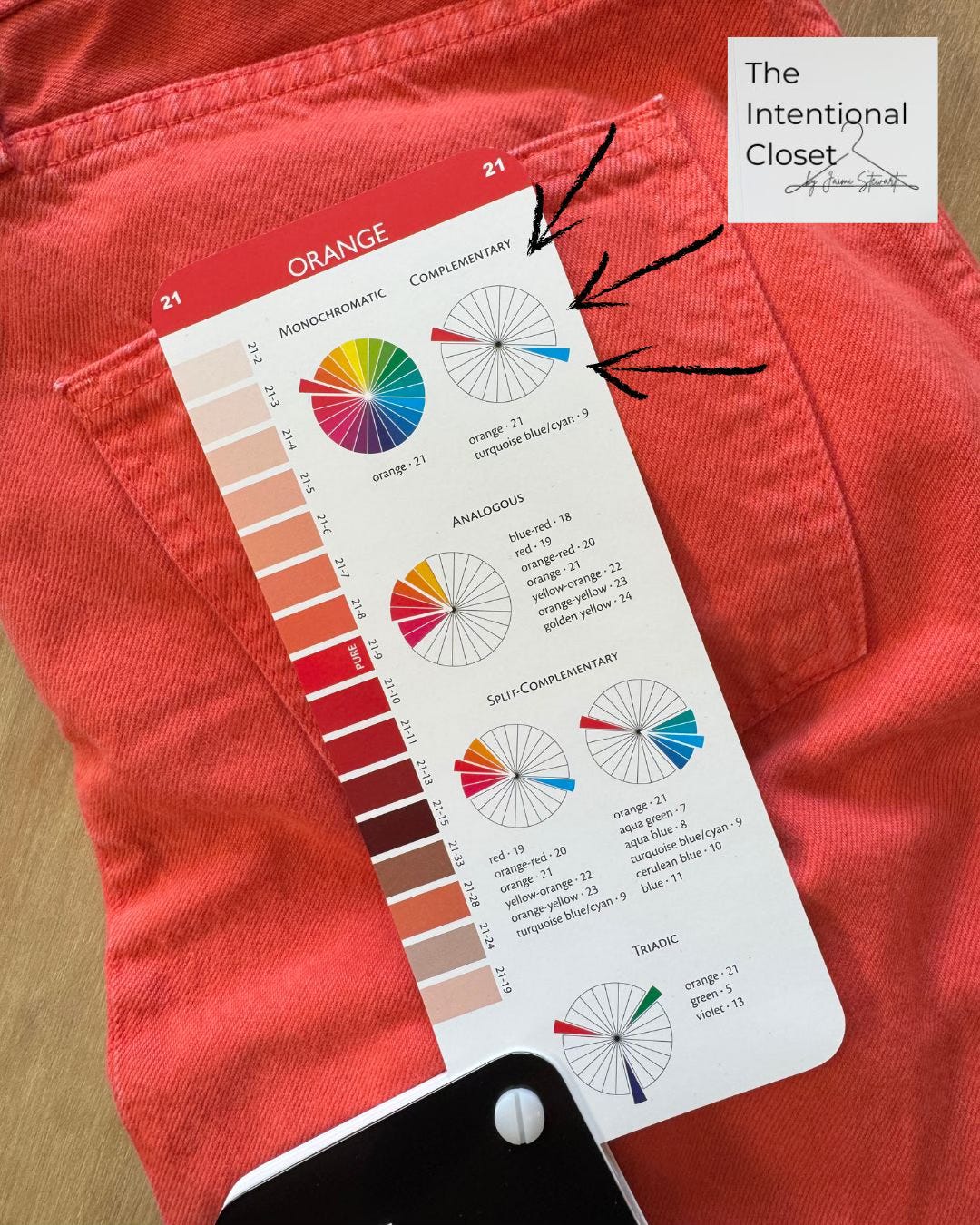 complementary colors, color wheel, orange pants styles