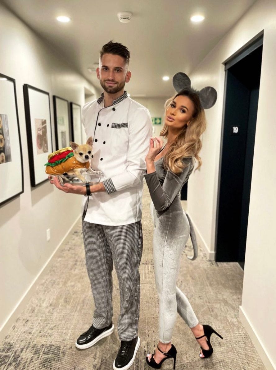 Dan Vladar and his partner Andrea as characters from Ratatouille