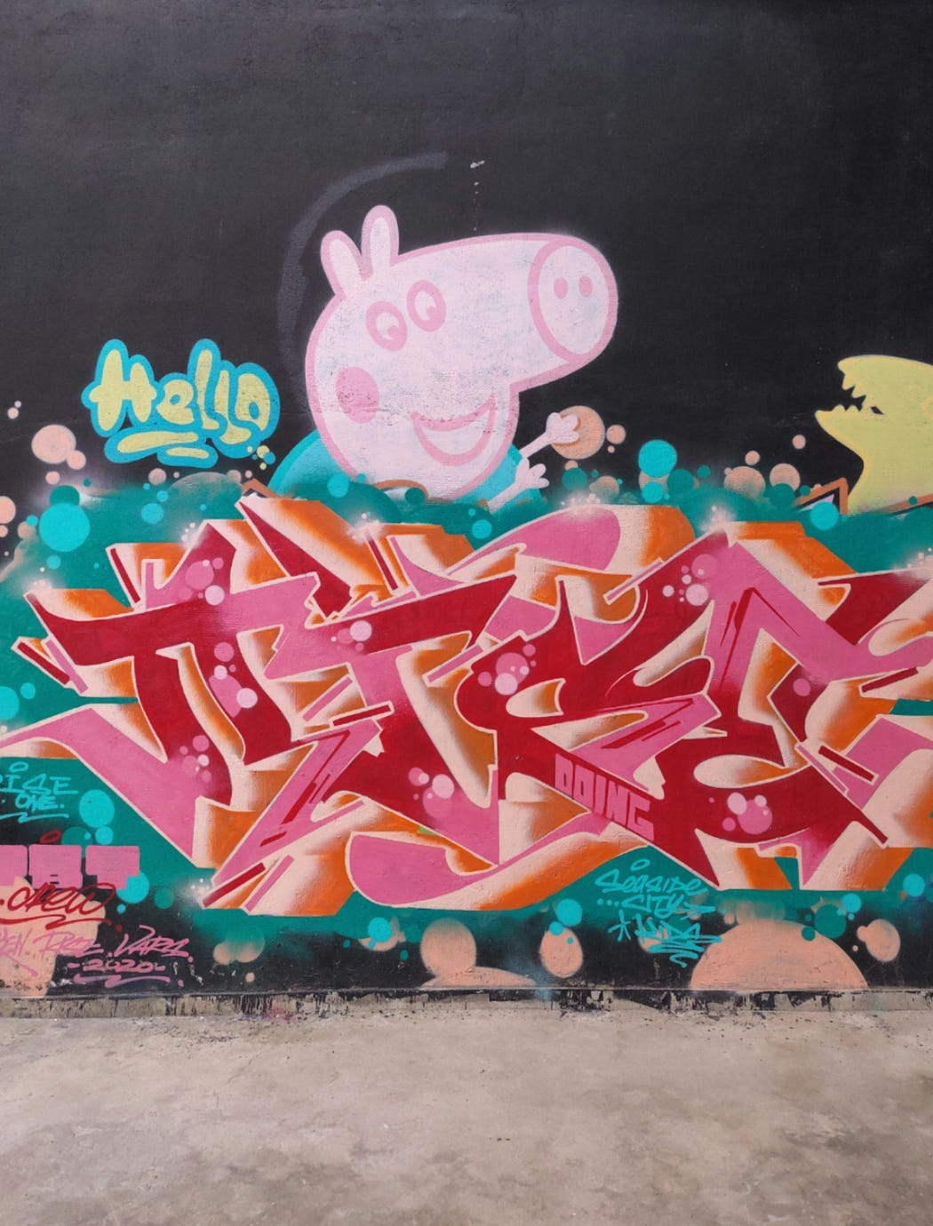 Peppa pig on a wall