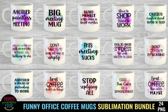Funny Office Mug Sublimation Bundle PNG