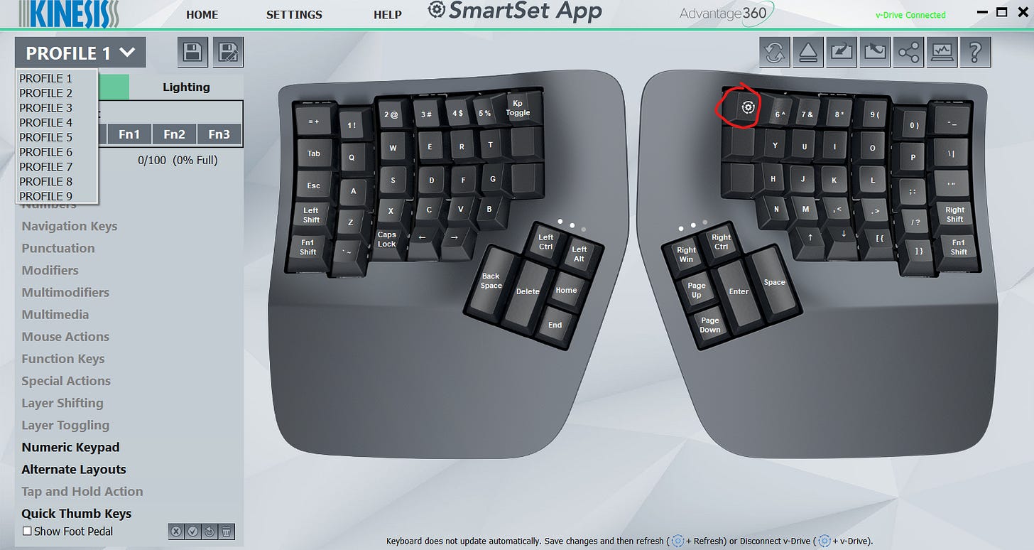 Picture of Smartset software with profiles
