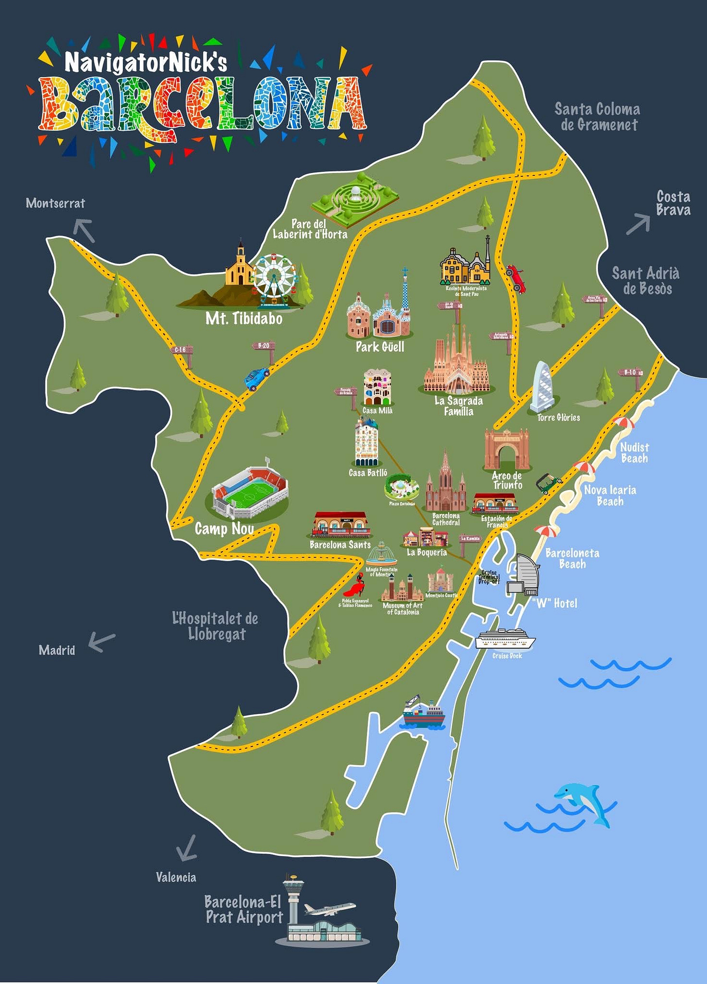 NavigatorNick's colorful Barcelona map