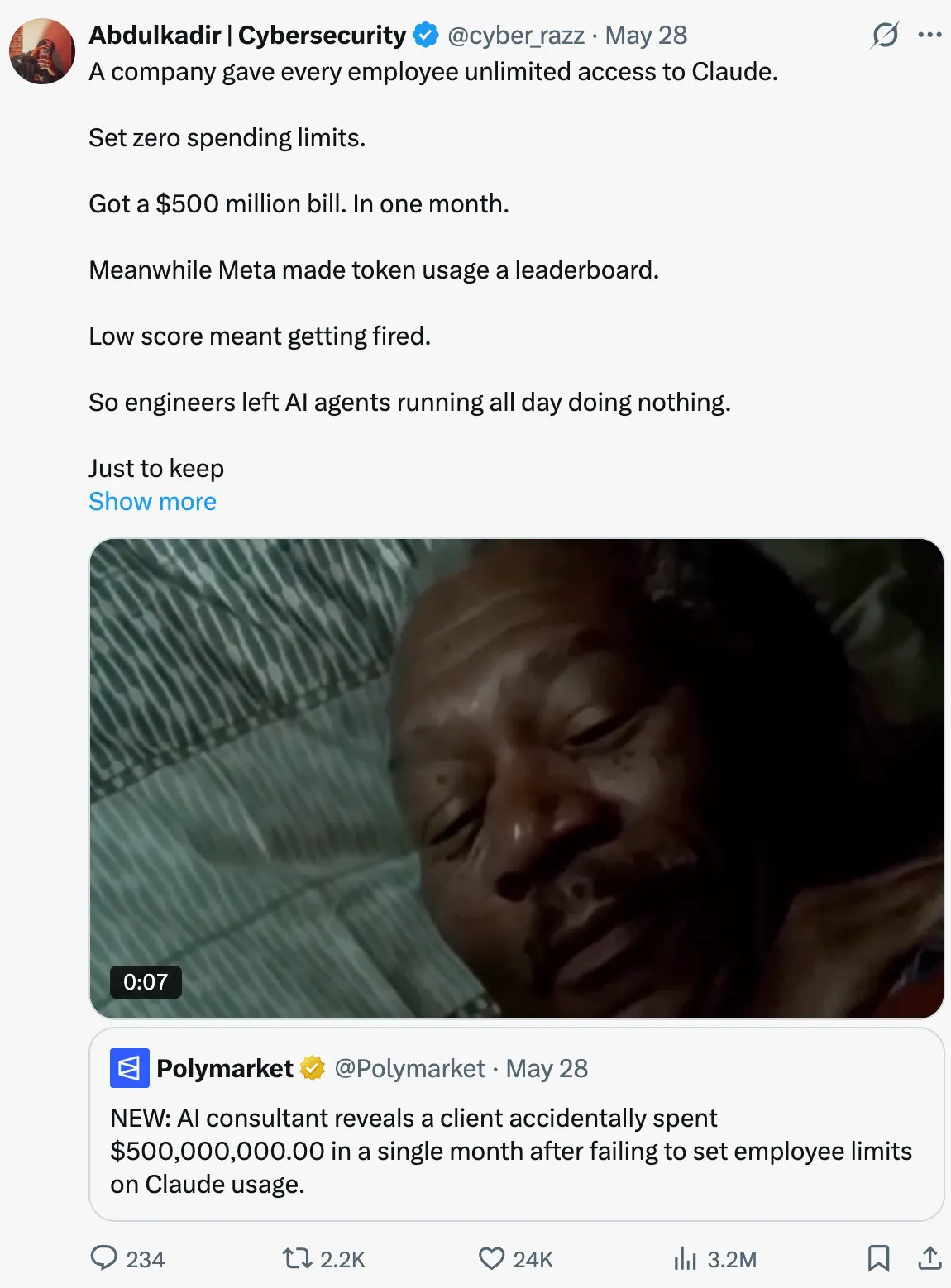 Viral post claiming a 500 million dollar Claude API bill in one month Viral post claiming a 500 million dollar Claude API bill in one month