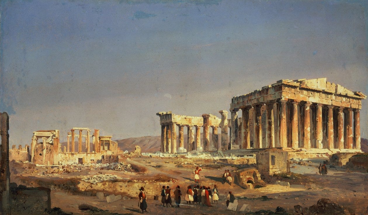 Il Partenone, Ippolito Caffi (1863).