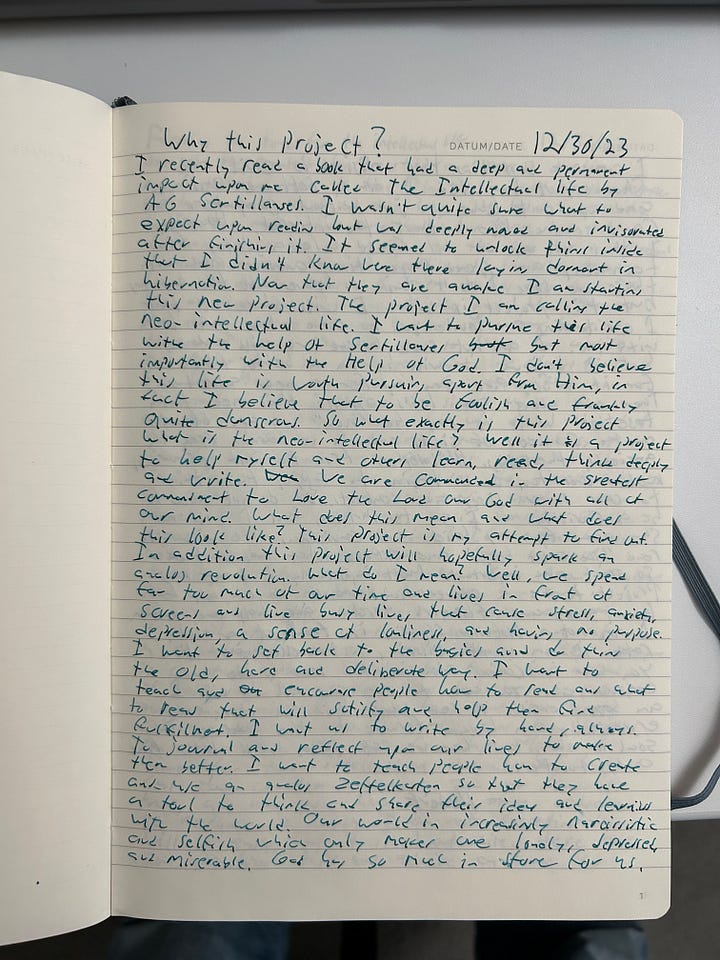 My notebook with my handwritten first draft of this post