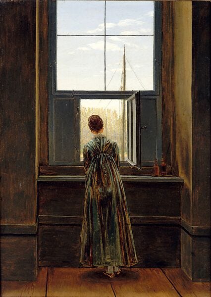 Woman at the Window, Caspar David Friedrich German, Oil on canvas Woman at the Window, Caspar David Friedrich German, Oil on canvas