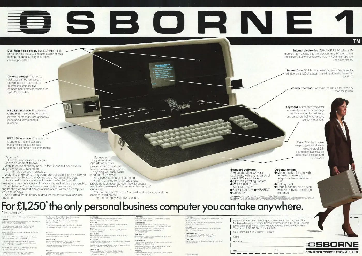 nosher.net - Osborne advert: Osborne 1: The only personal business computer  you can take anywhere