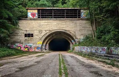 The Sideling Hill Tunnel, now abandoned, was the longest of ...