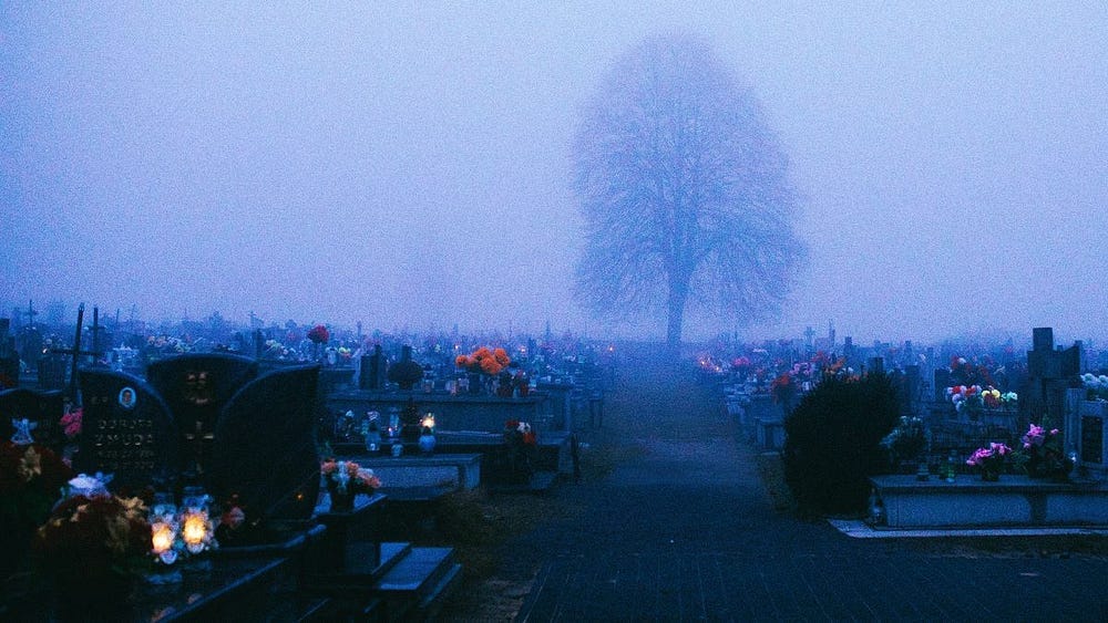 A large graveyard at night A large graveyard at night