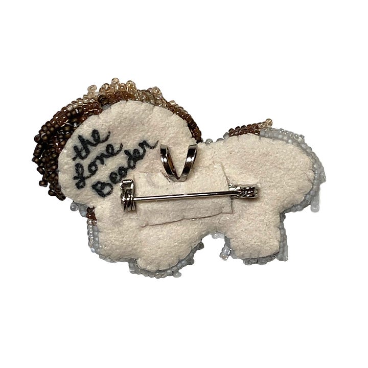 Bead embroidery beaded Havanese dog brooch. SOLD on Etsy..