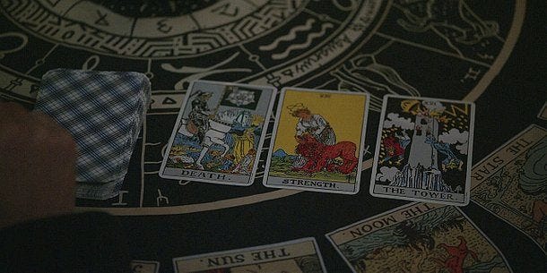 Trey reacts to tarot cards he drew on Walker set with Cassie. Trey reacts to tarot cards he drew on Walker set with Cassie.