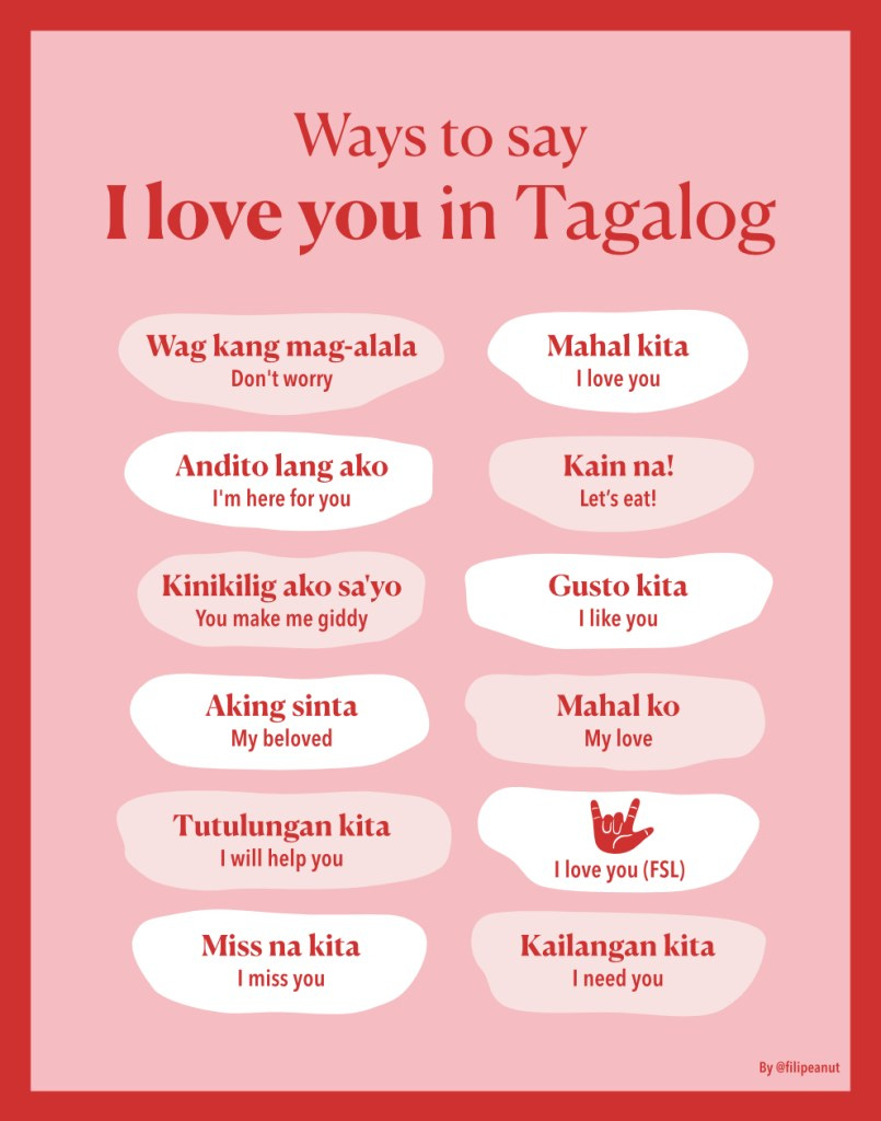 Ways to say I love you in Tagalog or Filipino Ways to say I love you in Tagalog or Filipino