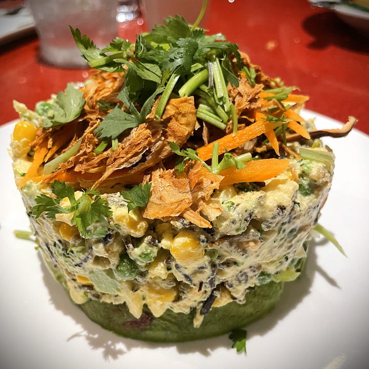 A Bowl of Vegan Chow Fun Stir Fry and Raw Curried Rice at Âu Lạc in Fountain Valley, California
