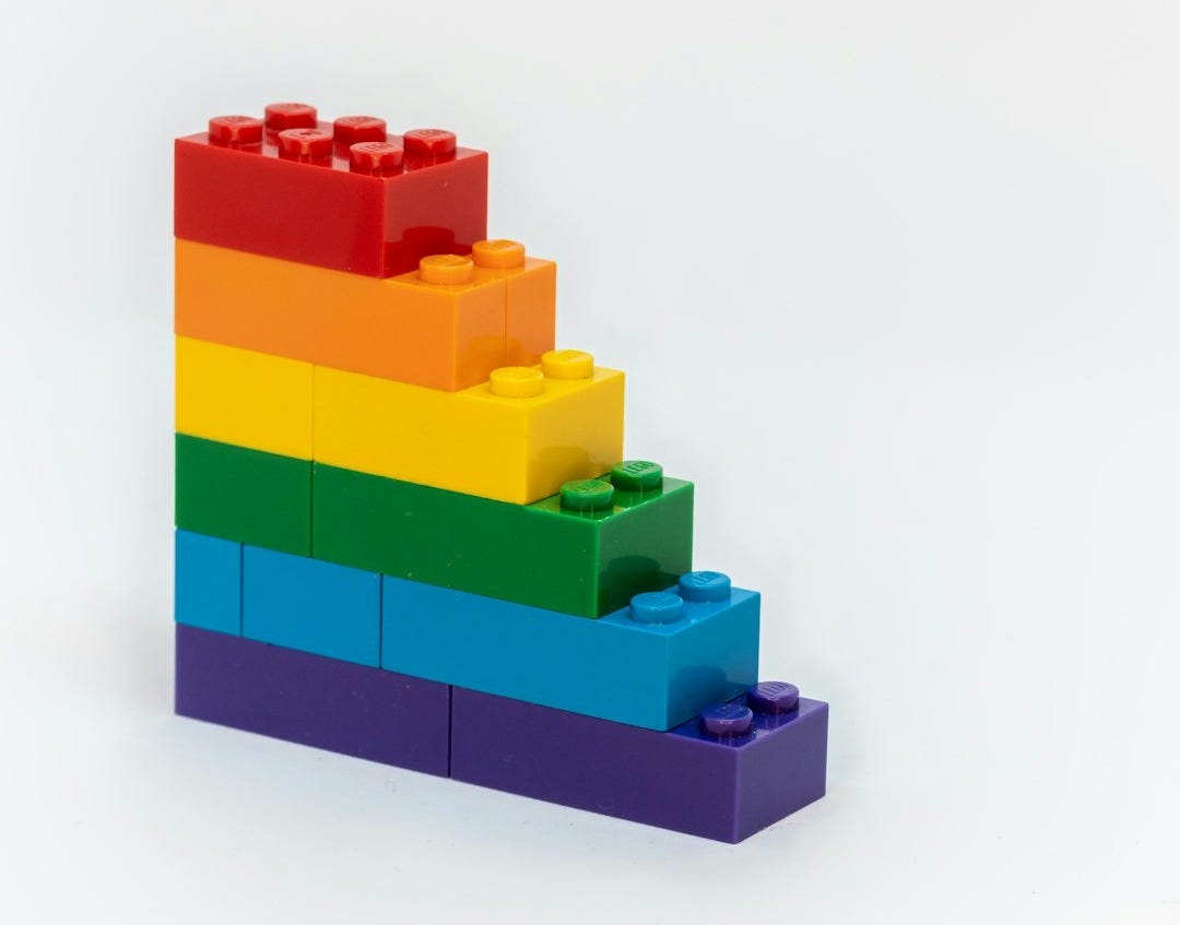 a stack of legos sitting on top of each other