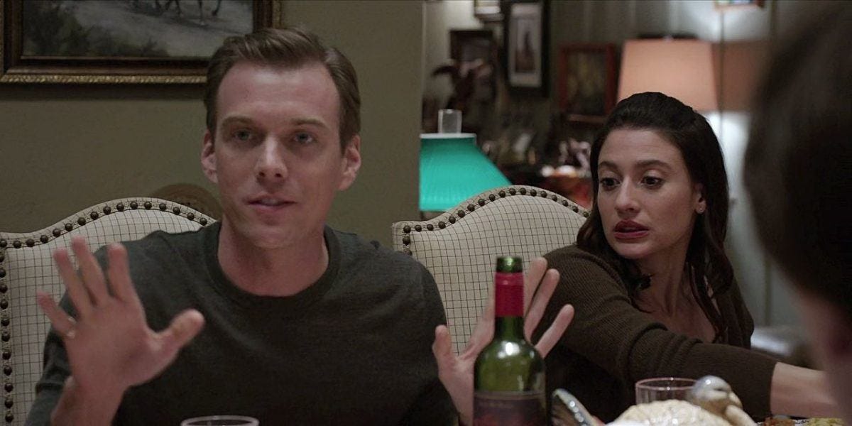 Walker Kevin reacts to gay augie coming on to him at Thanksgiving dinner table with Jared Padalecki. Walker Kevin reacts to gay augie coming on to him at Thanksgiving dinner table with Jared Padalecki.