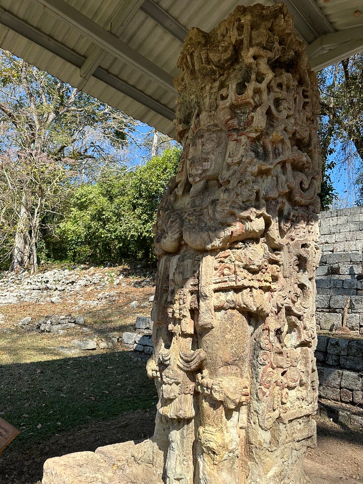 Stelae representing Washaklahun-Ubah-K'awil, known as 18-Rabbit in the Great Plaza of Copán