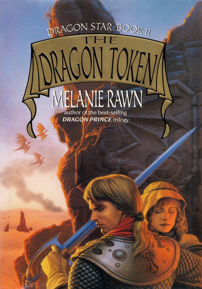 Book cover for THE DRAGON TOKEN by Melanie Rawn, published by DAW Books