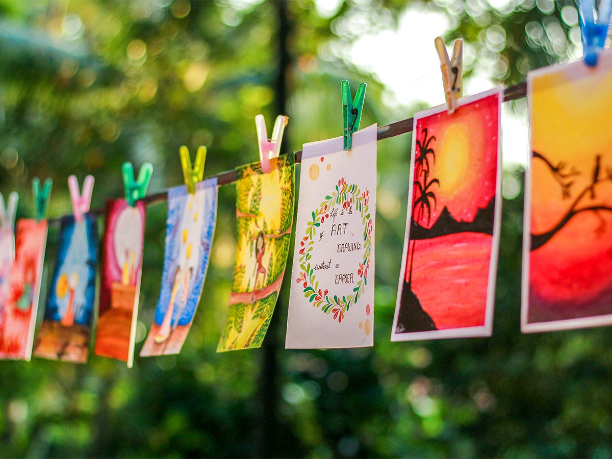 Art Hanging from Clothesline