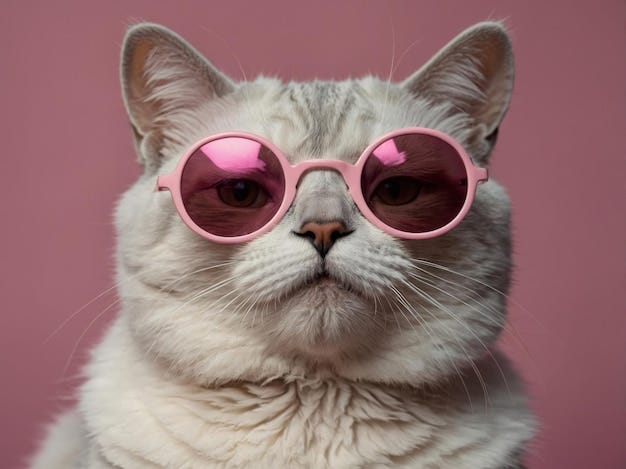 Meme cat with sunglasses and skeptical look on pastel pink background and copy paste | Premium AI-generated image Meme cat with sunglasses and skeptical look on pastel pink background and copy paste | Premium AI-generated image