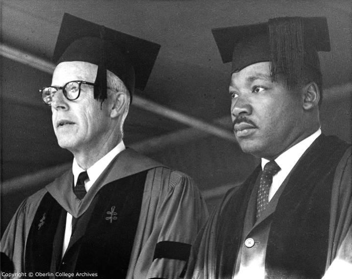 Rev. Dr. Martin Luther King, Jr. and President Carr at Oberlin College's 132nd Commencement Rev. Dr. Martin Luther King, Jr. and President Carr at Oberlin College's 132nd Commencement