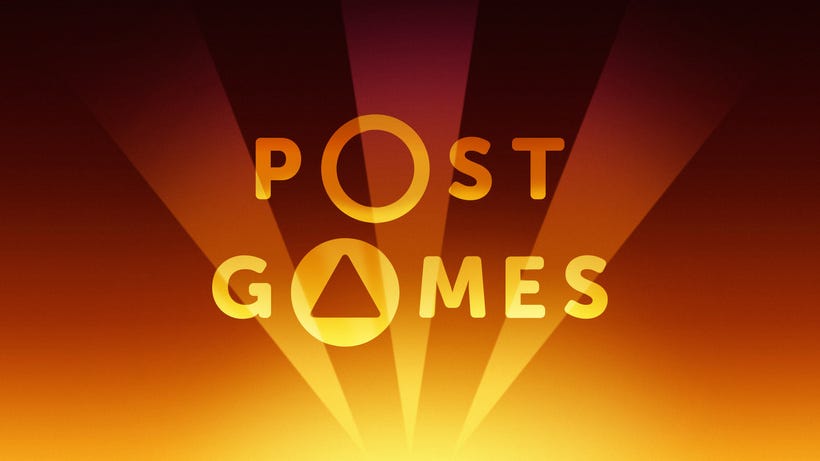 The Post Games logo in a golden Art Deco series of lights