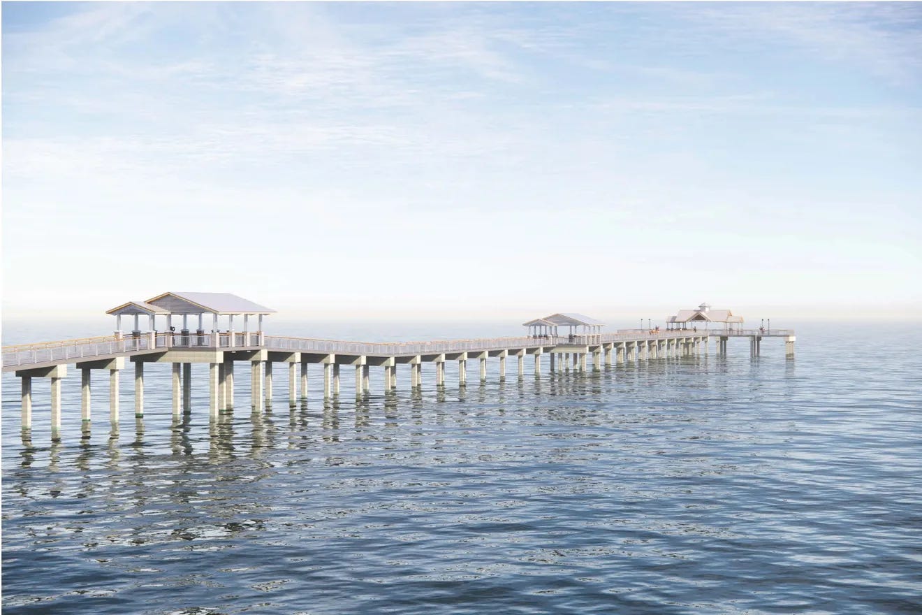 Pier Pressure With Pictures: Fort Myers Beach rebuild reaches 100% design completion. A 1,000-foot, $17.1M landmark will rise by August 2027.